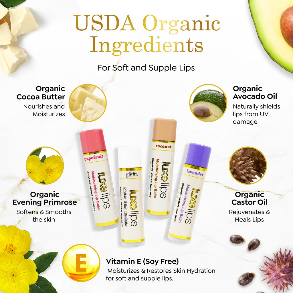 Luxe Lips - Beeswax Free, Nut Free Lip Balm - Vanilla Cupcake