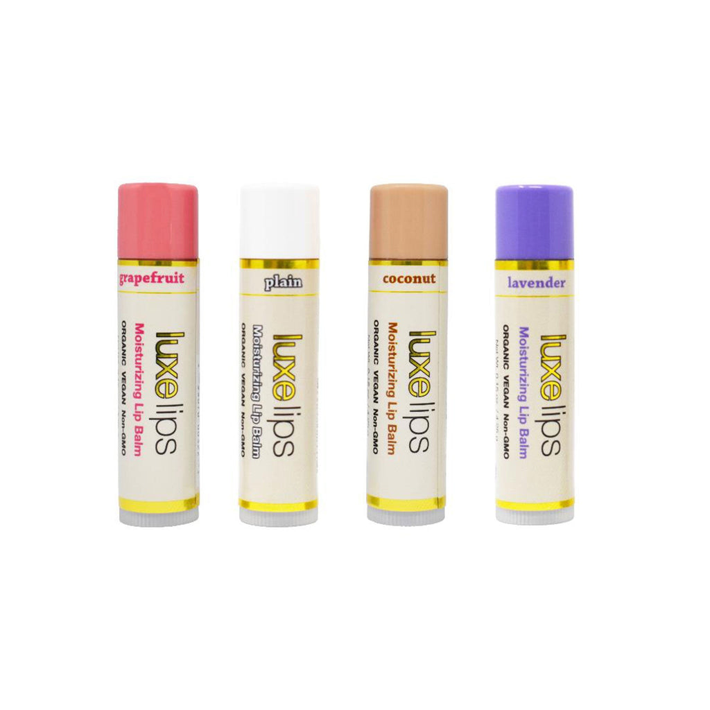 Luxe Lips 4 Pack - Grapefruit, Plain, Coconut & Lavender Scented